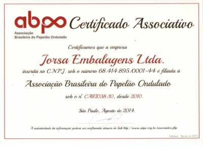 Certificado Jorsa de associação à ABPO